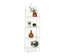 Relaxdays Estantería plantas metálica 4 baldas blanco