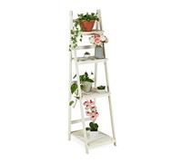 Relaxdays Estantería Plantas para Interior y Balcón, Soporte Flores, Escalera Plegable, Madera, 160x41x50 cm, Blanco