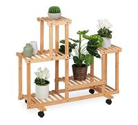 Relaxdays Estantería plantas y macetas bambú marrón claro