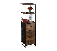 Relaxdays Estantería Vintage, 3 Cajones, 3 Estantes, Estilo Industrial, 155x43x42,5 cm, Vertical, Marrón Oscuro/Negro