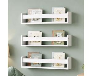 Relaxdays estanterías Infantiles, Set de 3, Montaje en Pared, Colgantes | blancas, (Al x An x F) 10 x 58 x 12 cm
