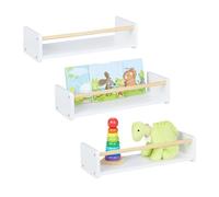 Relaxdays Pack 3 estantes infantiles pared blanco,marrón claro