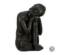 Relaxdays Estatua de Buda con cabeza inclinada antracita