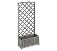 Relaxdays: Estructura de soporte para plantas trepadoras con celosía, resistente a la intemperie, de madera, ideal para balcones y jardines, para rosales, vides, etc. Incluye maceta de 35 litros y sop