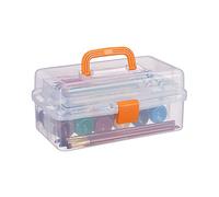 Relaxdays Estuche de plástico transparente naranja,transparente