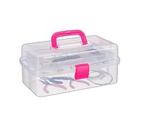 Relaxdays Estuche de plástico transparente fucsia,transparente