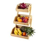 Relaxdays Etagere de bambú, (H x An x F): 49 x 30 x 25 cm, Bandeja para Fruta, verdura y Dulces, frutero de Cocina.