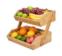 Relaxdays Etagère de frutas de bambú, 2 pisos marrón claro
