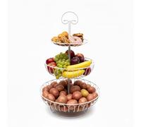 Relaxdays Etagère para fruta 3 niveles blanco