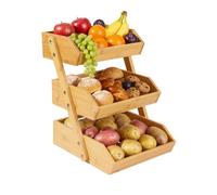Relaxdays Etagere de frutas de bambú, 3 pisos marrón claro