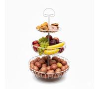 Relaxdays Etagère para fruta 3 niveles blanco