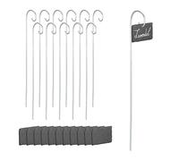 Relaxdays Set 12 etiquetas de pizarra para plantas antracita,plata