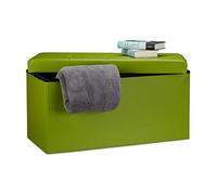 Relaxdays Faltbare Sitzbank 38 x 78 x 38 cm HxBxT, 2-Sitzer m. Stauraum, Kunstleder Sitzhocker 300 kg belastbar, grün Banco Asiento Plegable, Piel Sintética, Verde, 76x38x38 cm