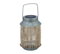 Relaxdays Farolillo Solar Exterior, Lámpara Guirnalda Led, Farol Ratán y Metal, Jardín, Balcón y Terraza, Natural/Plata
