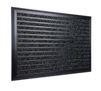 Relaxdays Felpudo, 60 x 40 cm, Marco de Aluminio, Resistente a la Intemperie, Antideslizante, Interior y Exterior, Negro