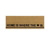 Relaxdays Felpudo Ancho para Entrada, 1.5x40x120cm, Fibra Coco y PVC, Home IS Where The Heart IS, Antideslizante, marrón