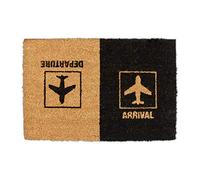 Relaxdays Felpudo Coco, Arrival Departure, Alfombrilla Puerta Entrada, Diseño Aeropuerto, 40 x 60 cm, Negro y Marrón
