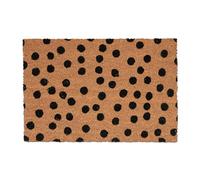 Relaxdays Felpudo Coco, con Puntos, 60x40 cm, Alfombra Puerta Interior y Exterior, Tapete Antideslizante, Natural/Negro