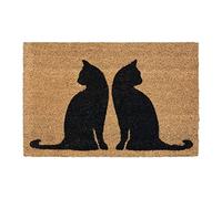Relaxdays Felpudo fibras de coco gatos sentados marrón claro,negro