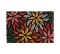 Relaxdays Felpudo coco diseño flores azul claro,rojo,negro