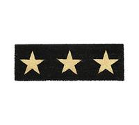 Relaxdays Felpudo Coco, Estrellas, 75 x 25 cm, Alfombra Entrada, Interior y Exterior, Antideslizante, Negro/Natural