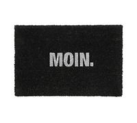 Relaxdays Felpudo Coco Moin, 40 x 60 cm, Tapete Puerta, Alfombra Entrada, Interior, Exterior, Antideslizante, Negro