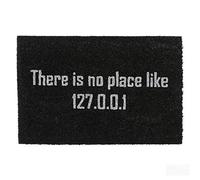 Relaxdays Felpudo Coco There is no Place Like 127.0.0.1", Alfombrilla Entrada Geek, Limpiapiés Friki, 60 x 40 cm, Negro