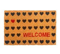 Relaxdays Felpudo Coco 'Welcome' 60x40 cm, Antideslizante, Multicolor