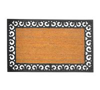 Relaxdays Felpudo, Coco y Goma, con Borde, 75 x 45 cm, Natural/Negro | Interior/exterior, antideslizante, recoge suciedad