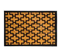 Relaxdays Felpudo Coco y PVC, Rejilla, 60x40 cm, Natural/Negro | Interior/exterior, antideslizante, recoge suciedad