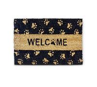 Relaxdays Felpudo Coco, Zarpas, 40x60 cm, Alfombrilla Entrada Casa, Exterior e Interior, Base Antideslizante PVC, Negro