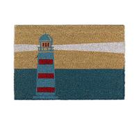 Relaxdays Felpudo de coco con faro beige,azul,rojo