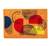 Relaxdays Felpudo de coco, 60 x 40 cm marrón claro,rojo,negro