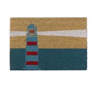 Relaxdays Felpudo de coco con faro beige,azul,rojo