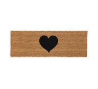 Relaxdays Felpudo de coco estrecho con corazón marrón claro,negro