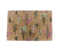 Relaxdays Felpudo de coco plantas 60 x 40 cm marrón claro,fucsia,negro