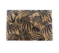 Relaxdays Felpudo de Coco, Hojas de Plantas, 60 x 40 cm, Antideslizante, Resistente a la Intemperie, Natural