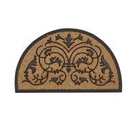 Relaxdays Felpudo de Coco Semicircular, 100 x 60 cm, Alfombrilla con Base Antideslizante, Interior y Exterior, Marrón