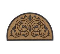 Relaxdays Felpudo de coco semicircular 60 x 100 cm marrón,negro