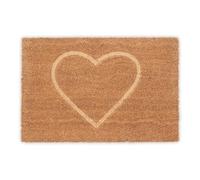 Relaxdays Felpudo de coco corazón en relieve marrón claro
