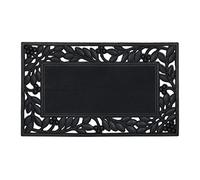 Relaxdays Felpudo de Goma, Alfombrilla Antideslizante para Exteriores, Diseño de Hojas, con Relieve, 75x45 cm, Negro
