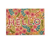 Relaxdays Felpudo, diseño de Hello y Flores, para Interior y Exterior, 40 x 60 cm, Multicolor