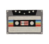 Relaxdays Felpudo de coco diseño de cassette blanco,negro,gris