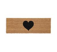 Relaxdays Felpudo de coco estrecho con corazón marrón claro,negro