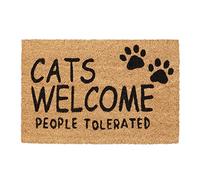 Relaxdays Felpudo entrada casa coco Cats Welcome beige,negro