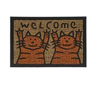 Relaxdays Felpudo entrada coco gatos marrón claro,naranja,negro