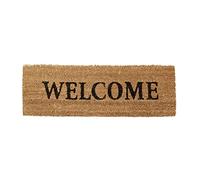 Relaxdays Felpudo Entrada Casa WELCOME, Alfombrilla Antideslizante 1,5x75x25 cm, Fibra de Coco y PVC, Natural