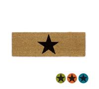 Relaxdays Felpudo entrada estrecho con estrella marrón claro,negro