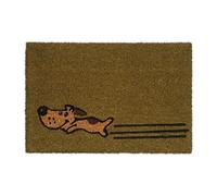 Relaxdays Felpudo Entrada, Fibras de Coco, Diseño Perro, 40x60, Alfombrilla Puerta Perrito, Limpiapiés Exterior, Natural
