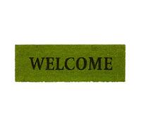 Relaxdays Felpudo Entrada Welcome, Alfombrilla Antideslizante 1,5x75x25 cm, Fibra de Coco y PVC, Verde